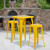 Flash Furniture CH-31330B-2-30SQ-YL-GG Metal Bar Table Set in Yellow